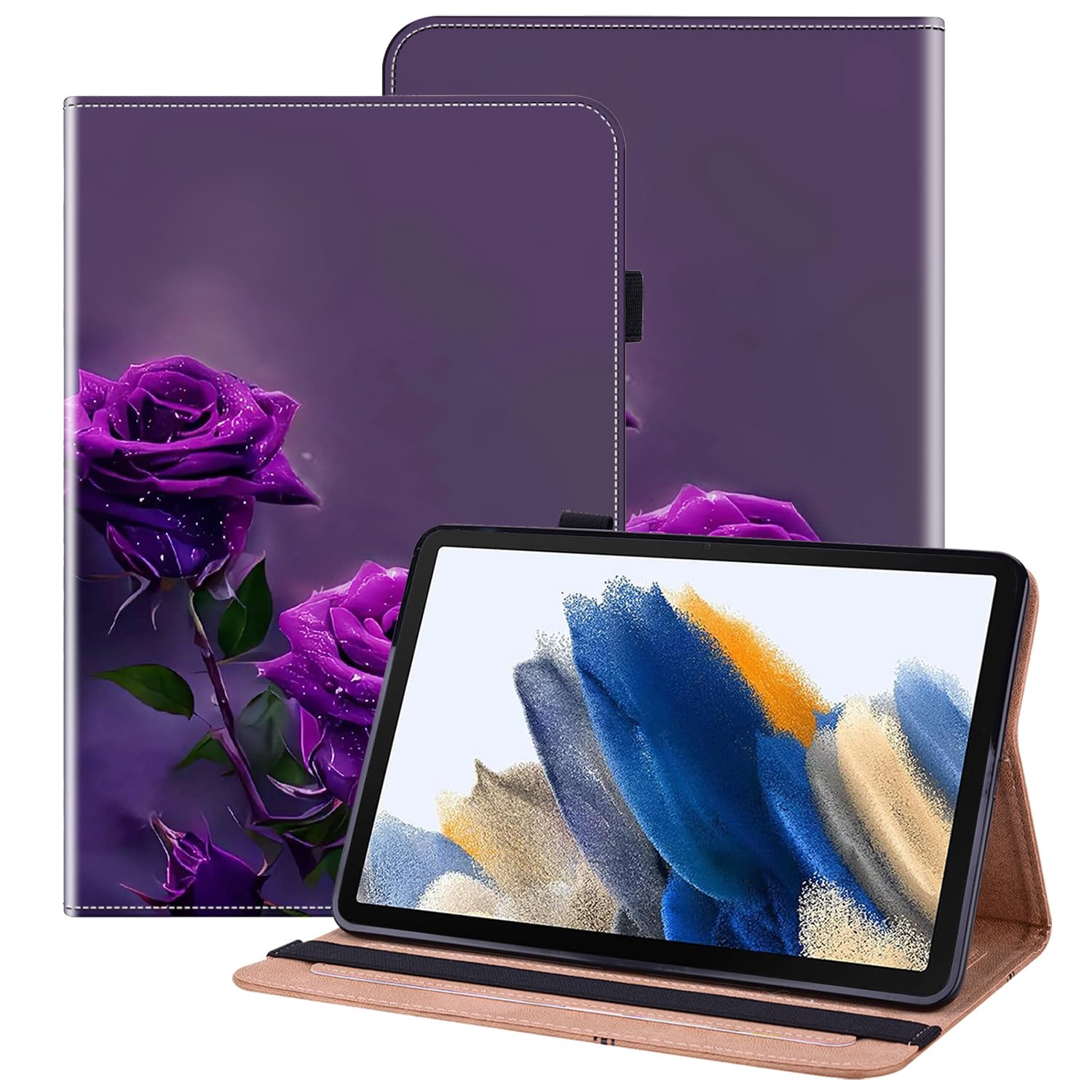 BOLELAW Hülle für Samsung Galaxy Tab A9 / Samsung Galaxy Tab A11 8.7 Zoll (2023/2025, SM-X110/X133) PU Leder Folio Case mit Stifthalter, Standfunktion & Kartenfach, Lila Rose