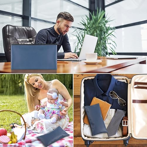 Miniatura 7 de 2 bolsas de dinero con cremallera, bolsa de dinero de 11 x 6.1 pulgadas, bolsa bancaria, bolsa para efectivo, cartera a cuadros, cosméticos (azul