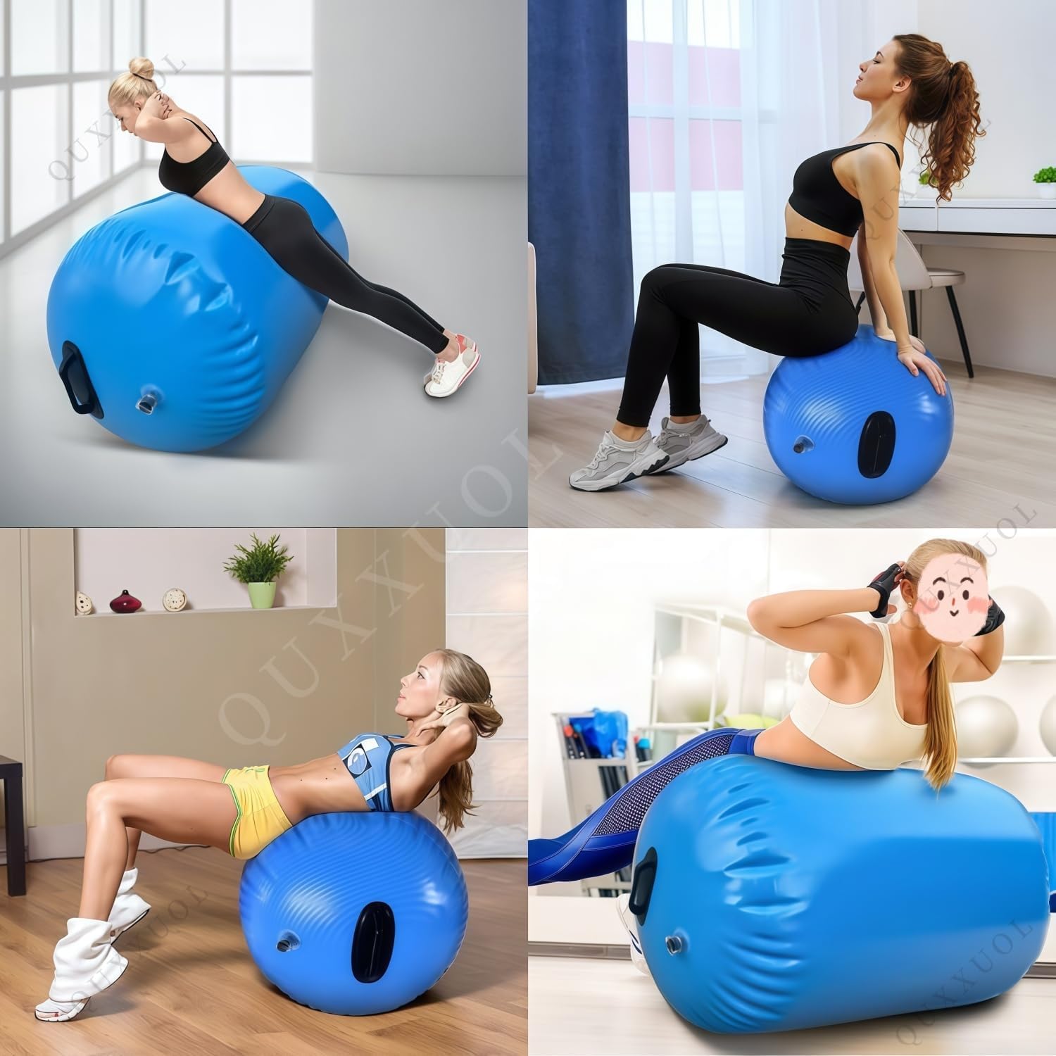 インフレータブル体操マット エアロール ヨガエクササイズ用 防水 密閉性 安全 多機能 補助ローラー 膨らませやすい