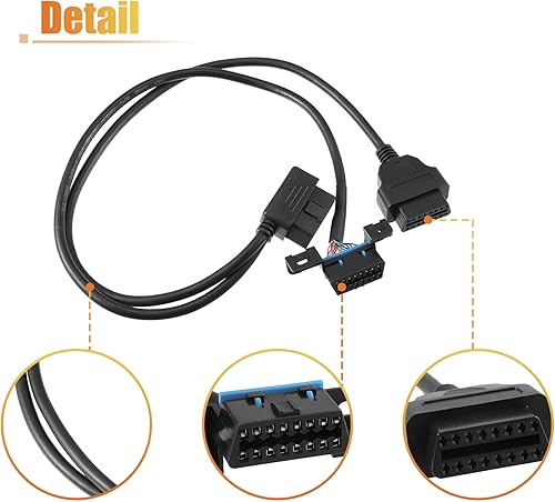 Miniatura 6 de X AUTOHAUX 2 unids OBD2 16-Pin Splitter Y Cable abierto J1962 1 macho a 2 hembra conector con soporte de montaje Herramienta de diagnóstico