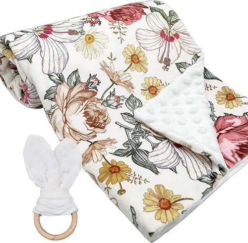 Miniatura 1 de Mantas de bebé para niños y niñas, manta suave de minky para recién nacido, para cuna, cochecito de bebé, guardería (floral)