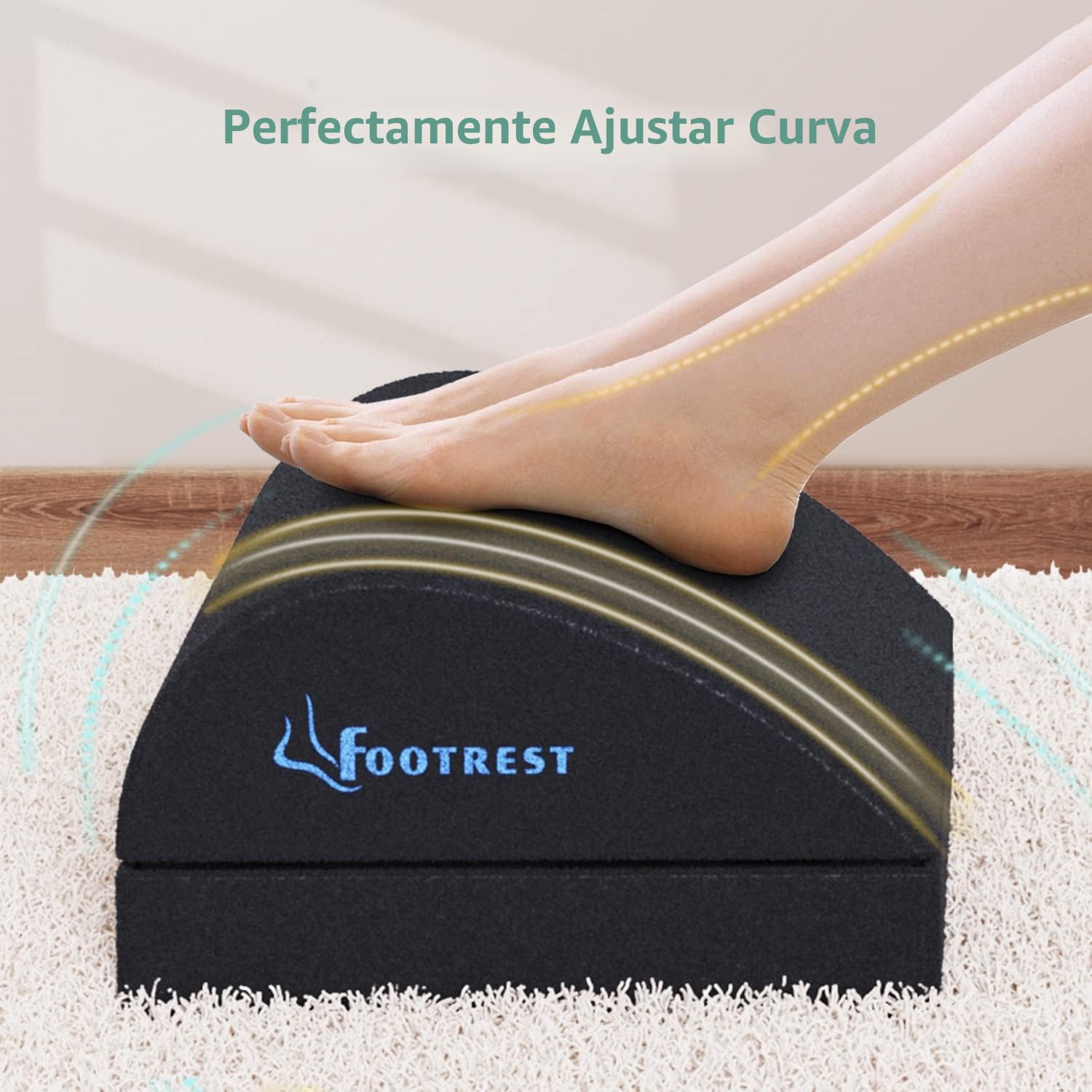 Reposapiés Ajustable Debajo del Escritorio, Cojines Ergonómicos con Cinta Mágica para Altura Opcional, Espuma Viscoelástica y Parte Inferior Antideslizante para el Hogar, Oficina los Viaje