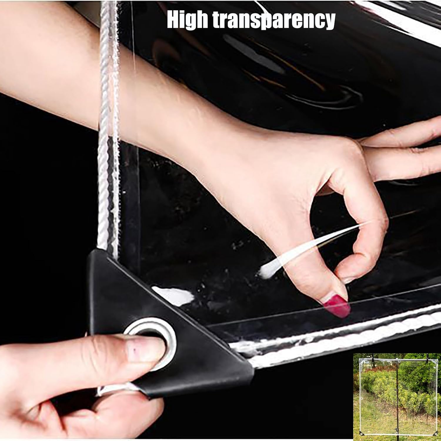 Clear Tarp, Transparent Tarp with Metal Grommets, Waterproof Anti-Tear Tarpaulin, Thickened Outdoor Transparency Tarpaulin, for Greenhouse, Patio, Garden, Pavilion