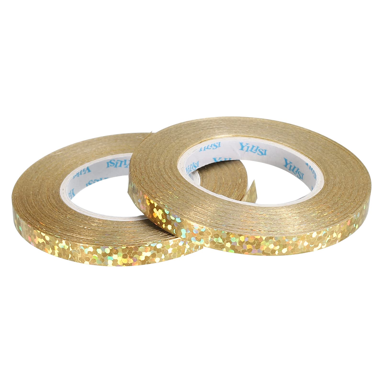 PATIKIL 2pcs Curling Ribbon Crimped Balloon String 5mm Laser Metallic Shiny 10m Iridescent for Party Decoration Gift Wrapping Crafts Florist Gold