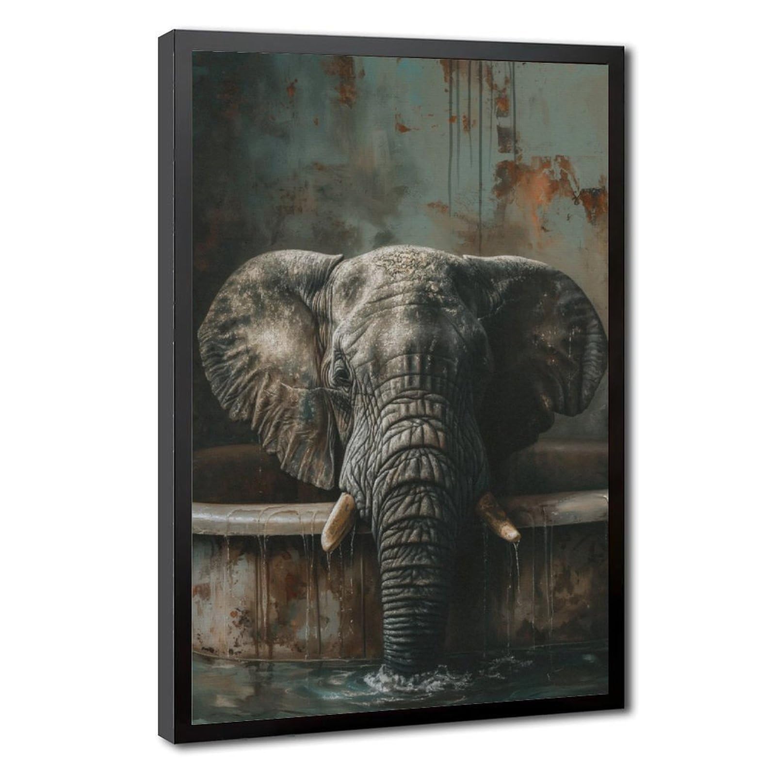 Bareronor Bathroom Elephant Poster Canvas Poster Bedroom Decor Landscape Office Room Decor Gift 24" L X 36" W