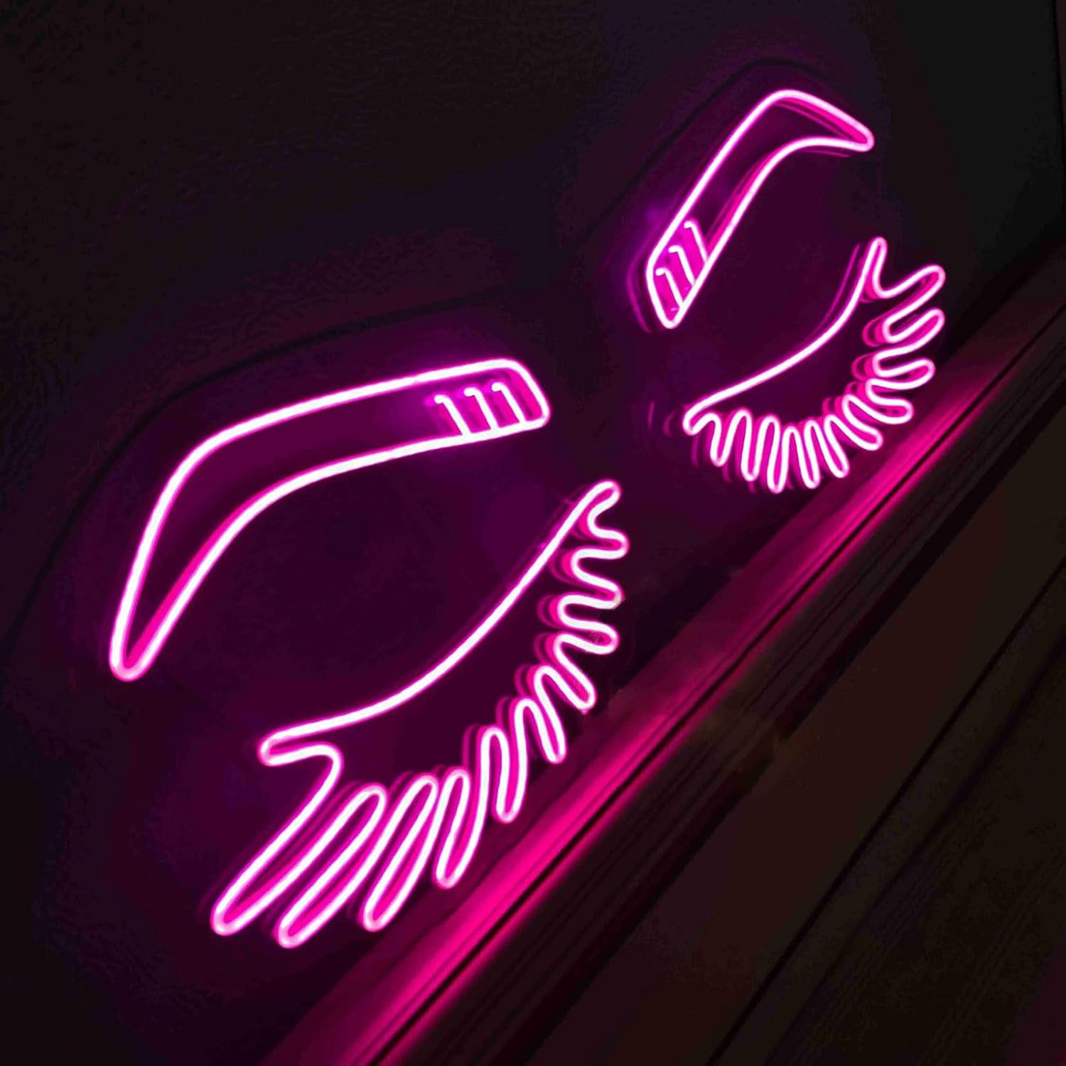 Eyebrow Eyelashes led Neon Sign - Beauty Salon Sign，Custom Business Neon Sign, brows and lashes wall decor, Girl Aesthetic Wall Decor LED Sign Light for Bedroom Studio Shops Office