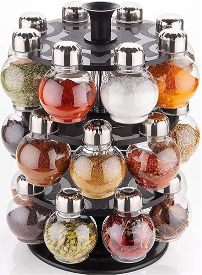ETWOR Multipurpose Plastic Big Revolving Spice Rack 16 in 1 / Masala Rack Set/Condiment Set/Spice Container (24 JAR)