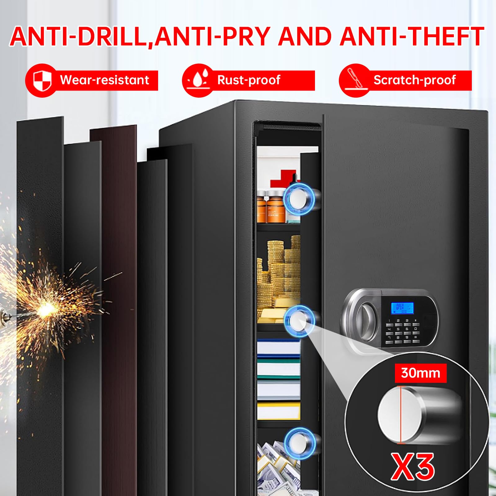 Cornice Nascondi Cassaforte Argento Rigato 40x50 Cm Nas 514 Arg R 40x5 - Foto 8