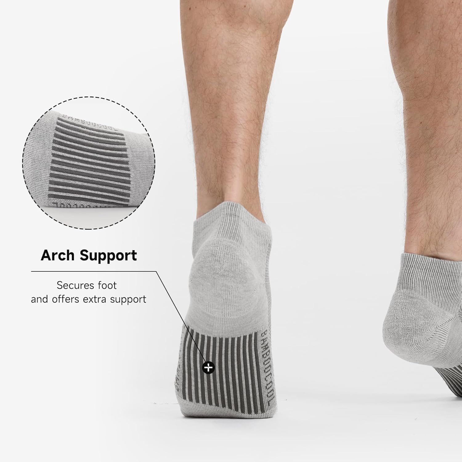 BAMBOO COOL Men's Athletic Ankle Socks Moisture Wicking, Breathable Running Mesh Socks Cushioned Arch Support, 8 Pack - Image 2