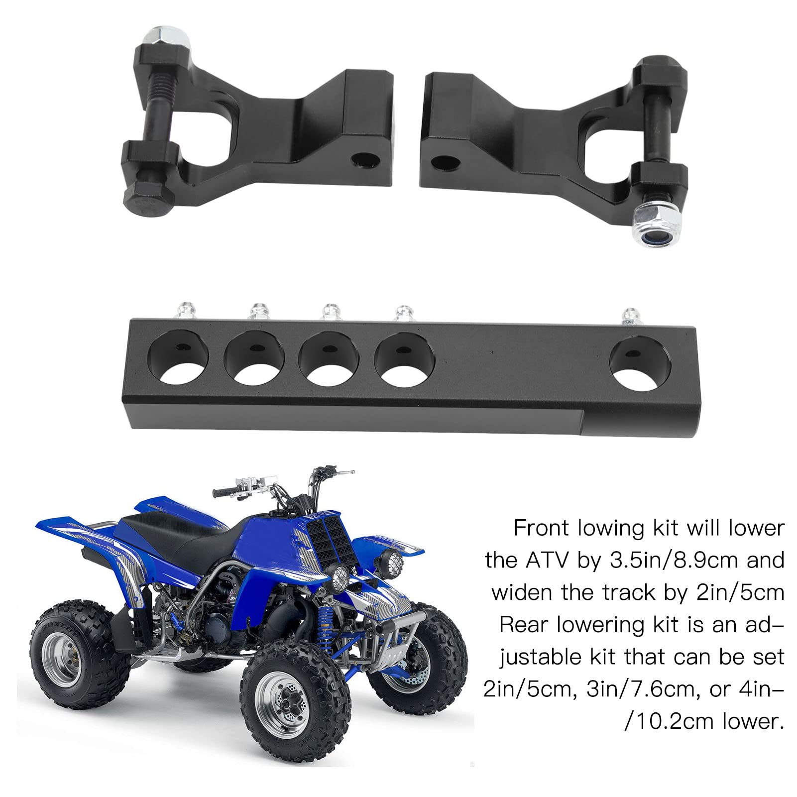 Kit D'abaissement Avant Arrière ATV, Kit D'abaissement Avant Arrière Réglable Compatible avec Banshee 350 YFZ350 Warrior 350 YFM350X (le noir)