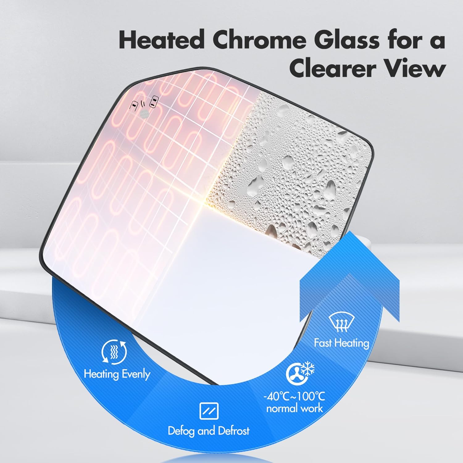 Compatible with Ford F150 Driver Side Mirror Glass 2015 2016 2017 2018 2019 2020 2021 - Left Side Ford F150 Raptor Mirror Replacement Glass, with Blind Spot Detection, FL3Z-17K707-AH