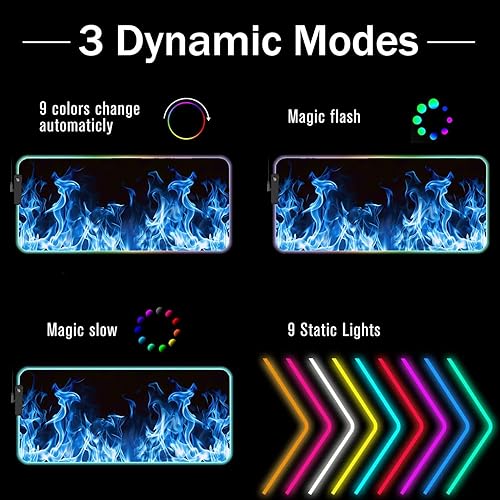 Vista 37 de Alfombrilla de mouse RGB para juegos con posavasos de café, alfombrilla de mouse LED grande XXL, base de goma antideslizante, alfombrilla de mouse