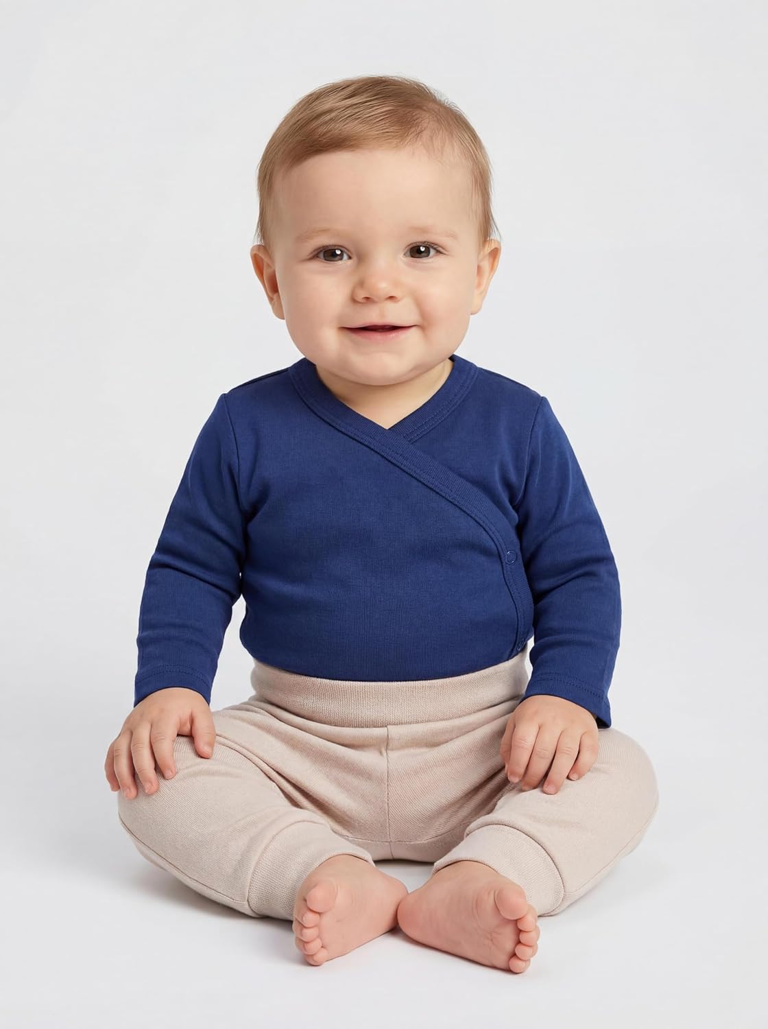 TupTam Long-Sleeved Cotton Wrap Shirts for Baby Boys, Pack of 5 62 Dark Blue Jeans Blue Mint Green