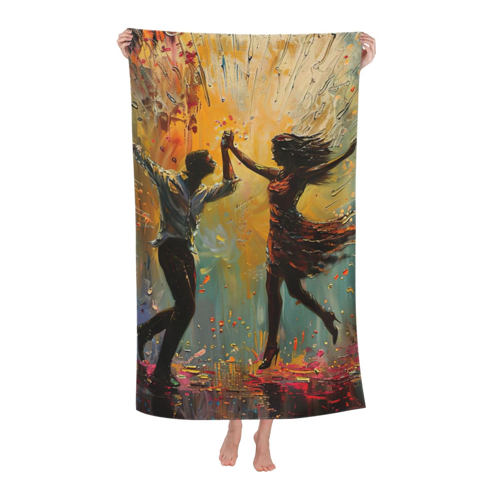 Anceky Oversized Dance with Music Print Beach Towel Soft Quick Dry for Beach Pool Shower Travel Sports
