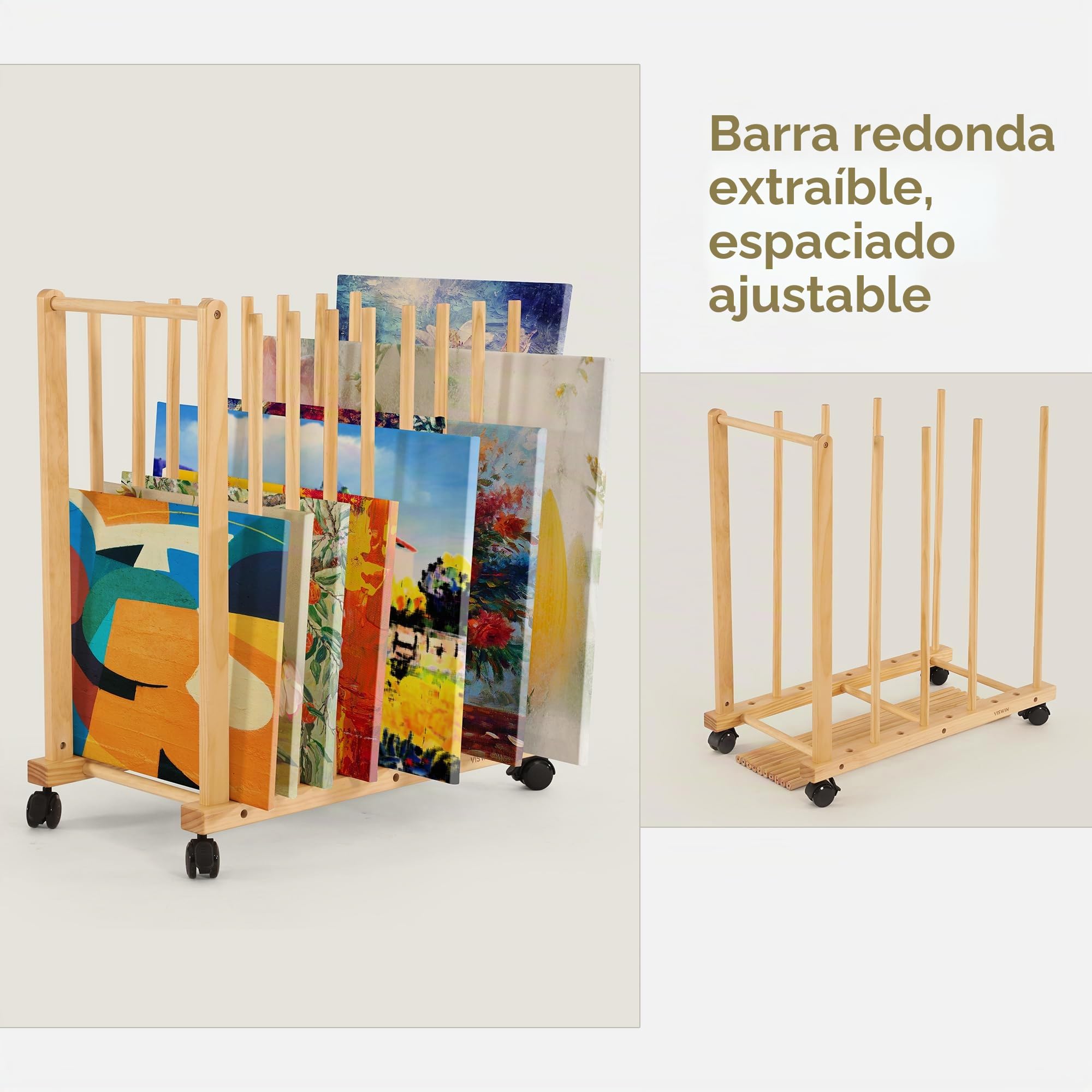VISWIN Art Storage Rack, Art Canvas Storage, Canvas Boards Rack Art Storage con asa y ruedas giratorias para tablero de dibujo, panel, bloque de papel para estudios de arte, obras de arte, galerías.