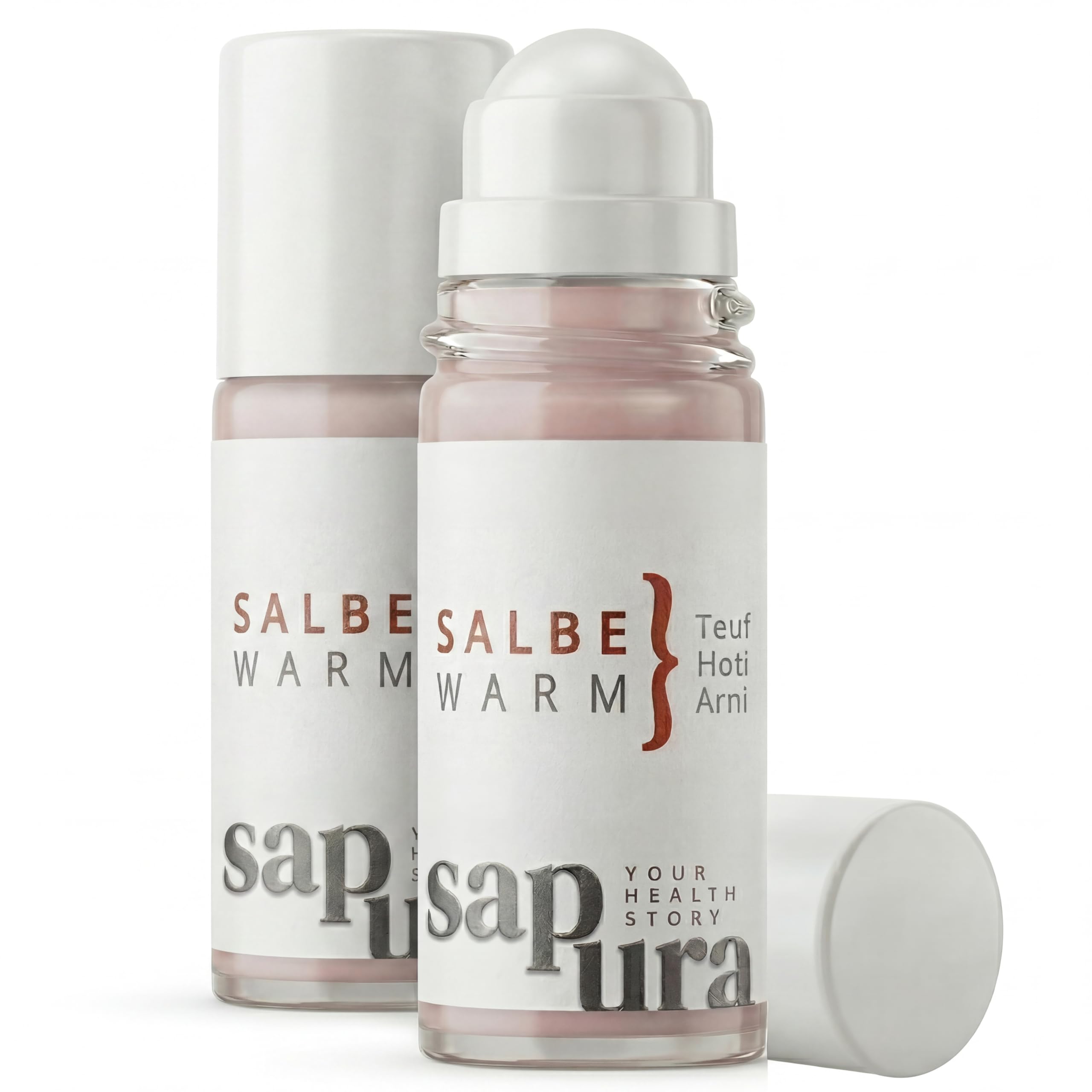 sapura health Wärmesalbe Roll-On extra stark – Wärmebalsam für Muskeln & Faszien – Massage Roll-On mit Arnika & HotFlux® – gegen Verspannungen, Muskelkater & Rückenschmerzen – 50 ml (2 Stück)