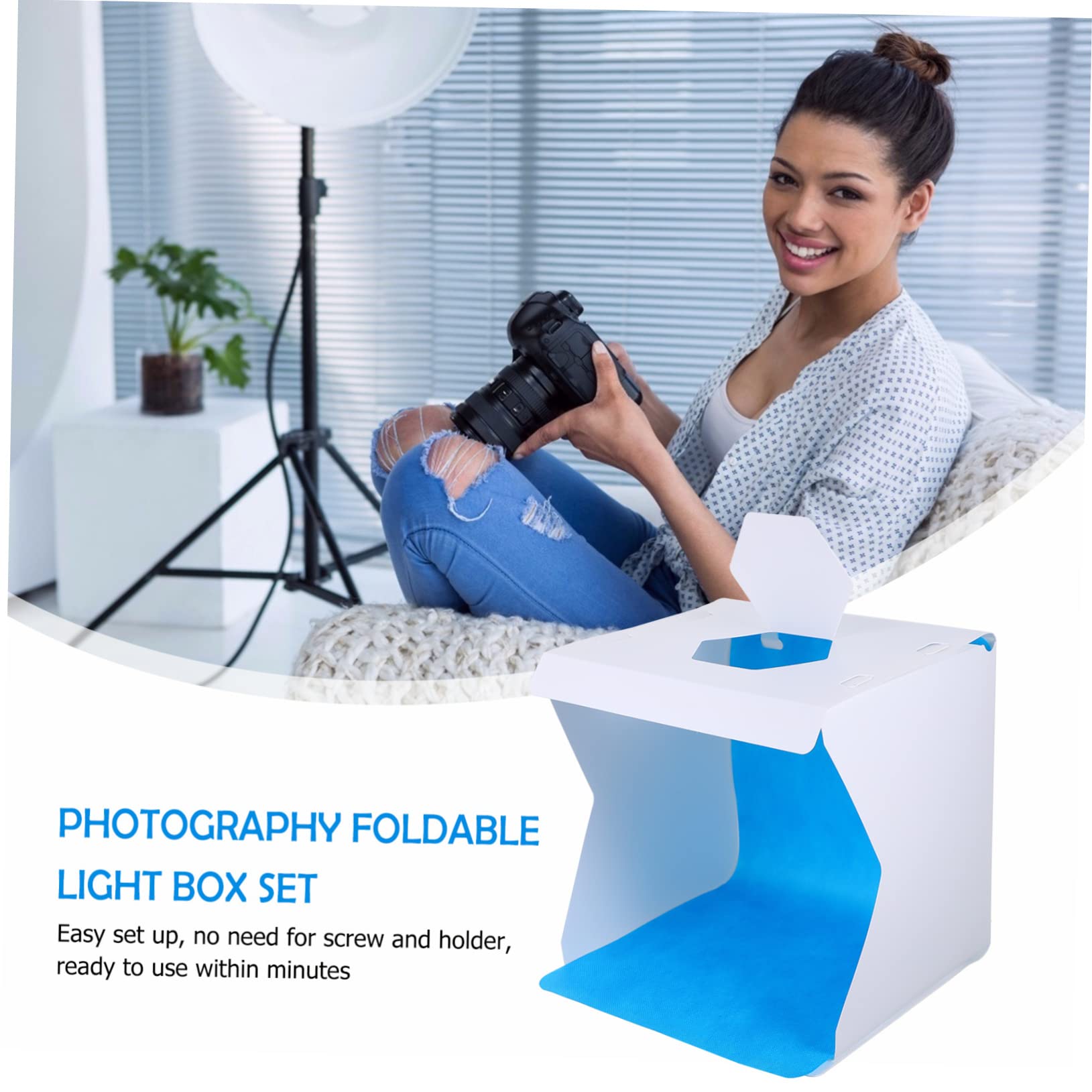 DIYEAH 1 Set Box Photography Folding Light Box with LED Lights Portable Tent for Jewelry Crafts Easy Setup High Color Rendering Includes Backdrops