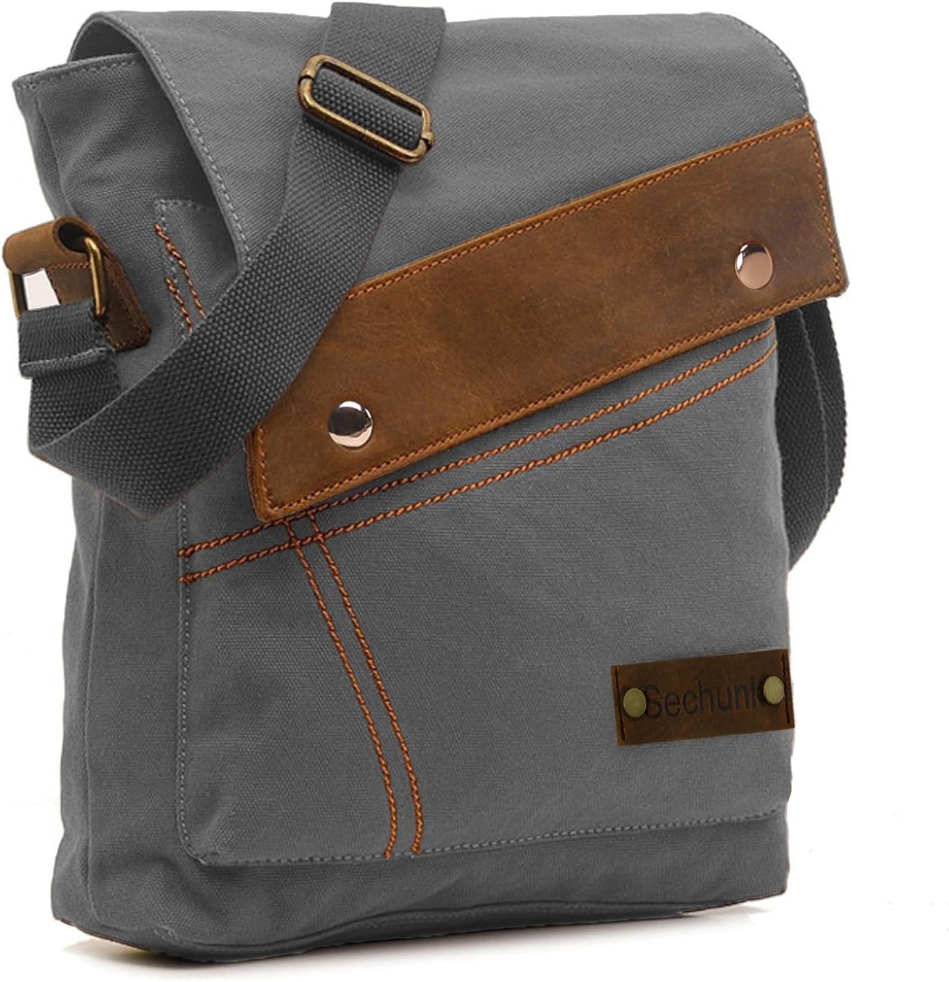 Sechunk Canvas Shoulder Bags Crossbody Bags Messenger Bags Purse Daypack for Men Women - Image 3