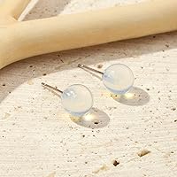 Vista 104 de Natural Stone Stud Earrings for Women 8mm Sterling Silver Genuine Gemstone Earrings Handmade Sterling Silver Crystal Stud Earrings for Women