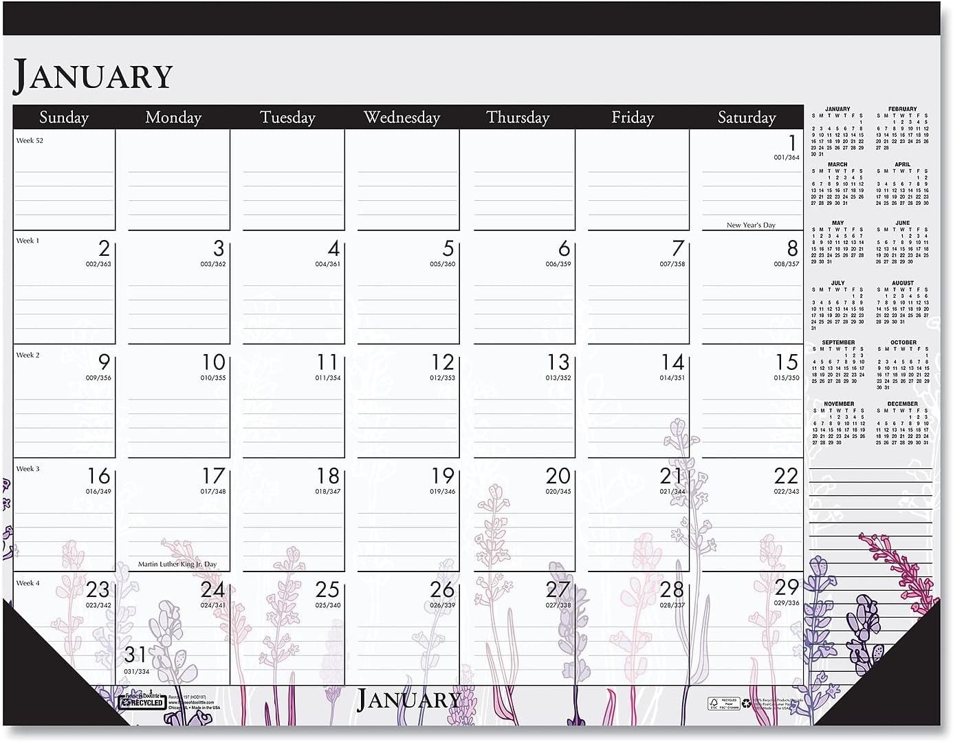 House of Doolittle 2023 Monthly Desk Pad Calendar, Wildflower, 22 x 17 Inches, January - December (HOD197-23)