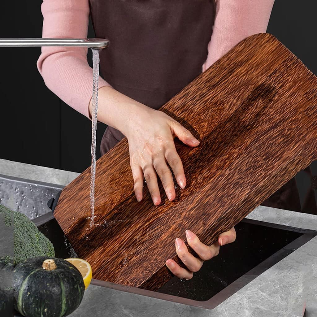 Premium Chopping Board Thickened Wooden Cutting Board for Kitchen Double Sided Chopping Board with Handles for Meat Fish Vegetable Cheese Cutting Board for Carving Meat o,Wenge S+l
