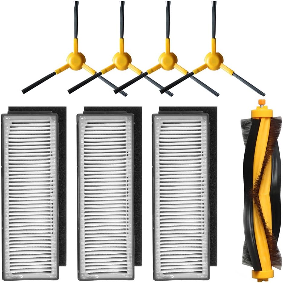 Accessory Kit Compatible with ECOVACS DEEBOT M80, M80 Pro Robotic Vacuum Cleaner - 3 Filters, 4 Side Brushes & 1 Main Brush