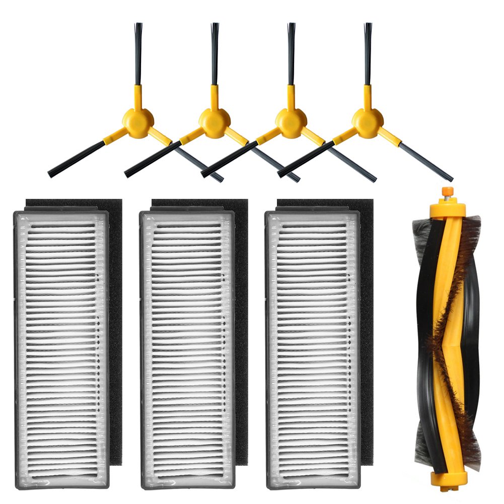 Accessory Kit Compatible with ECOVACS DEEBOT M80, M80 Pro Robotic Vacuum Cleaner - 3 Filters, 4 Side Brushes & 1 Main Brush