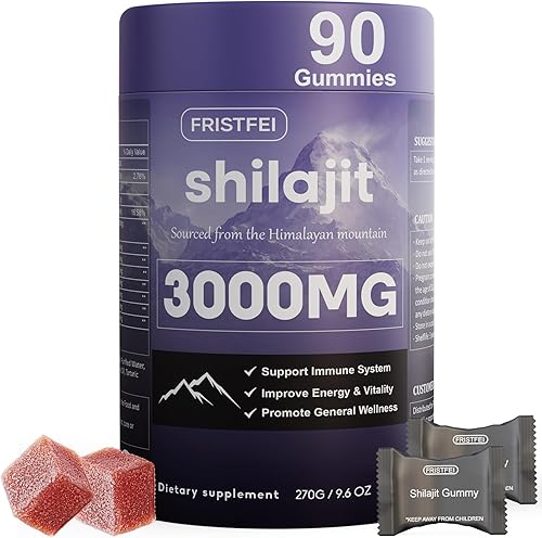 Gomitas puras de Shilajit del Himalaya para hombres y mujeres, 100% naturales y orgánicas, más de 85 minerales traza y ácido fúlvico, 90 unidades,