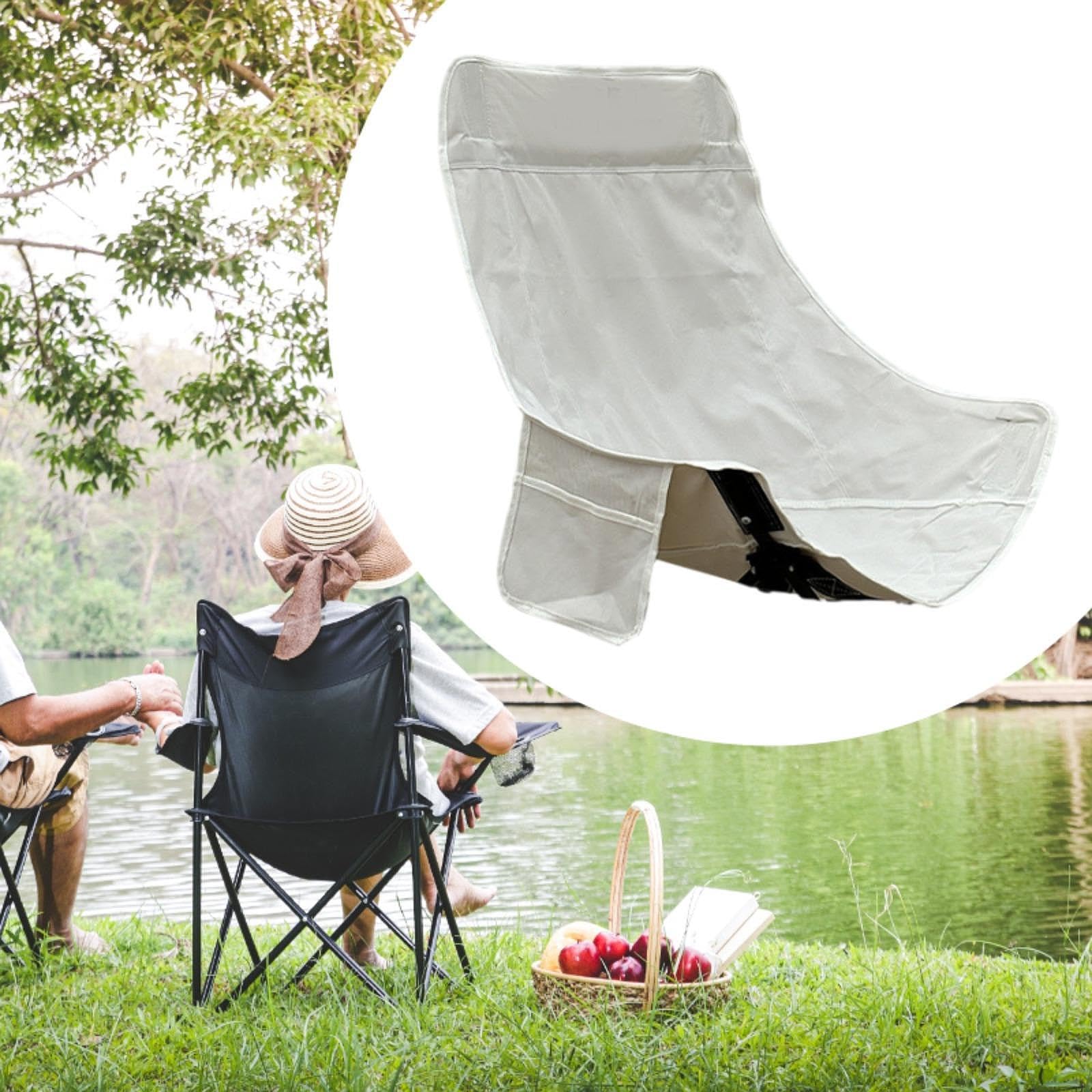 Funda de repuesto para silla de camping, Oxford, picnic largo, jardín, césped, terraza, exterior, respaldo alto, color blanco