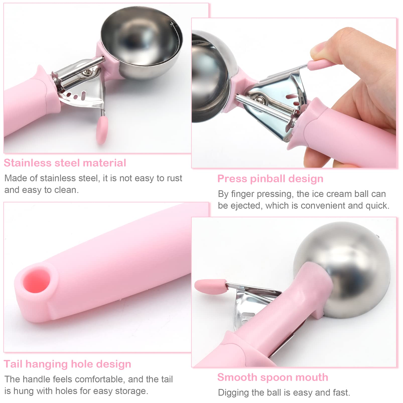 Eiscreme Portionierer Katmerio Eisportionierer Edelstahl - Mit Auslöser Für  Perfekte Eiskugeln \u0026 Melonenbällchen Eislöffel Mit Auslöser, image size:1606x1606