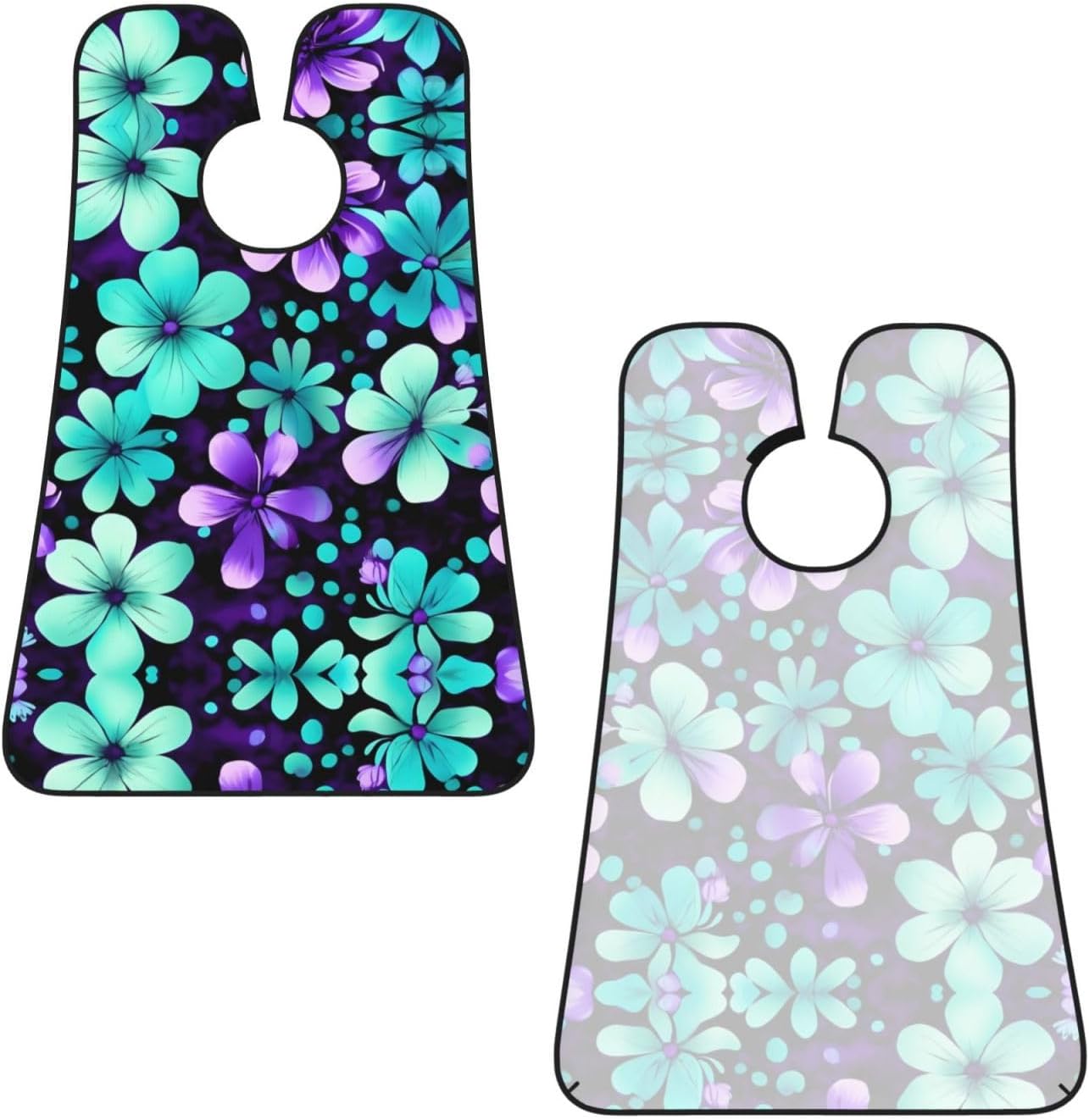 Purple And Teal Flowers Print Beard Bib Apron For Men, Beard Hair Catcher For Men Shaving Trimming,Beard Cape Cloth, Black