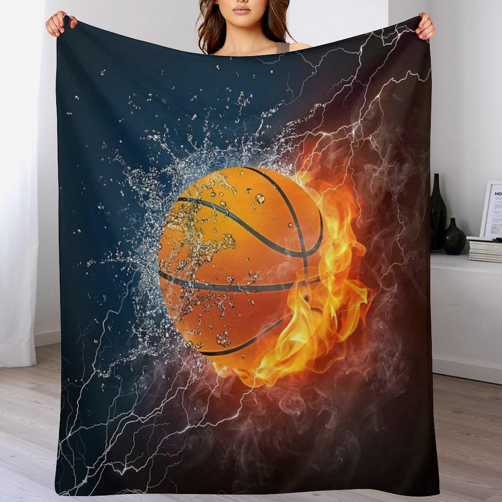 Couverture Basket-Ball flanelle douce idée cadeau pour chambre d'ado
