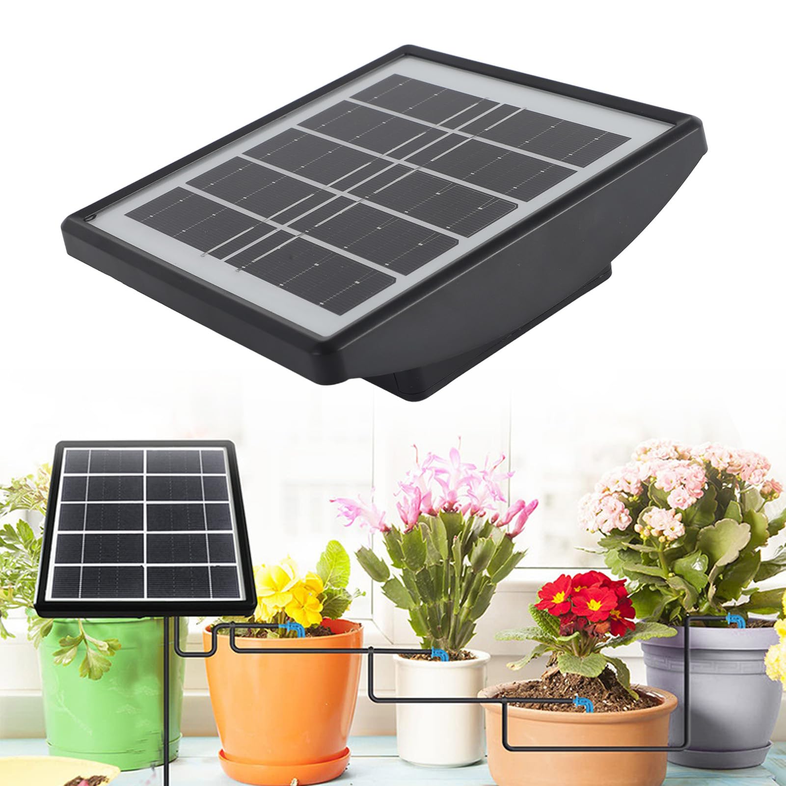 kit di irrigazione a goccia automatica solare di annaffiatura solare smart fai -da -te per i giardini di balconi serre di serre ABS PVC Materiale da 2000 mAh batteria