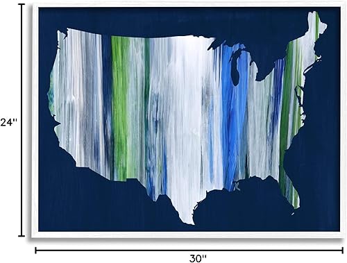 Miniatura 8 de Stupell Industries Arte de pared con marco de color blanco, diseño de rayas abstractas de los Estados Unidos, 30.0 x 24.0in, azul