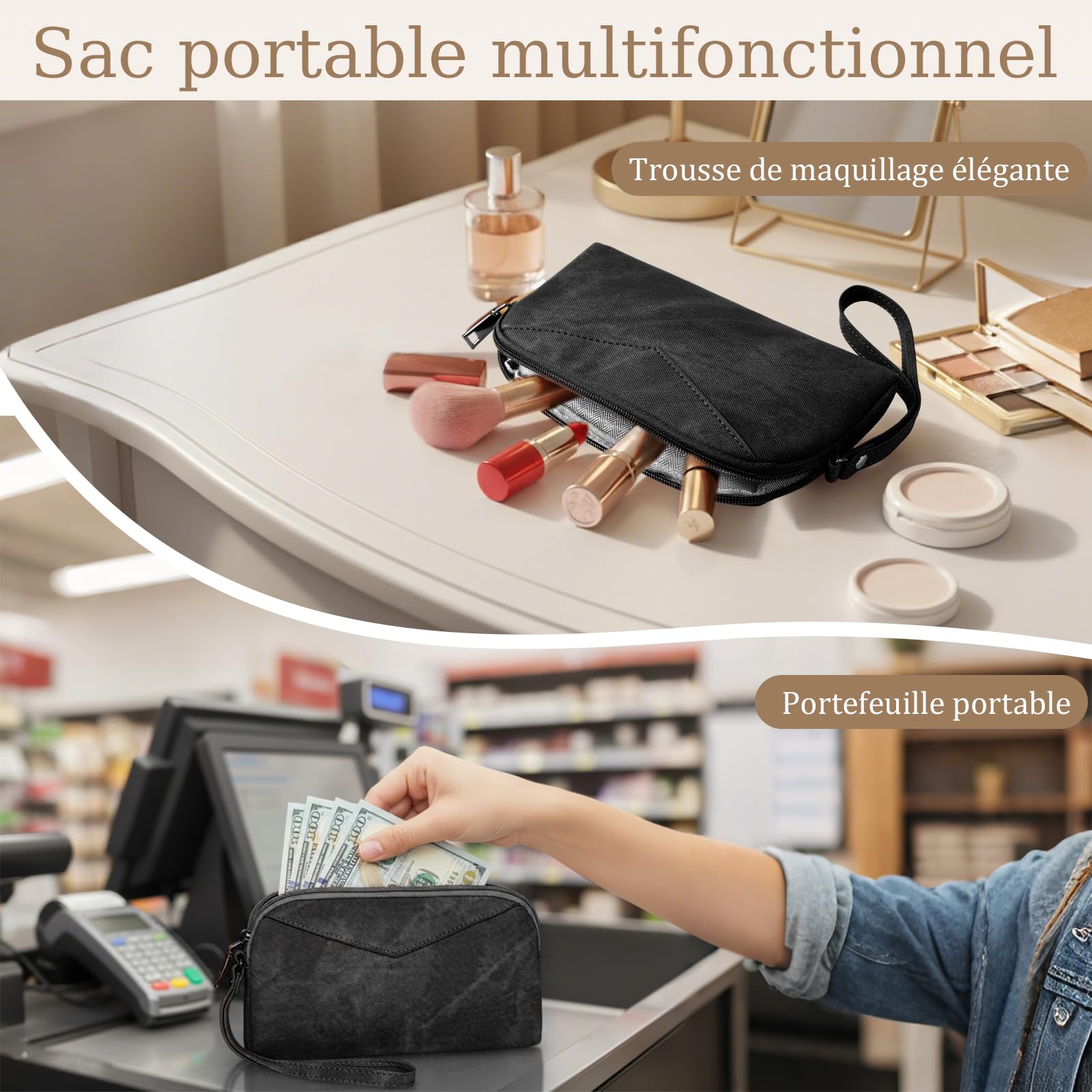 LEASOUL Sac à Dos Femme Luxe en Cuir Vegan, Sac à Dos Antivol Imperméable Chic et Léger, Sac pour Voyage Affaires Université Travail