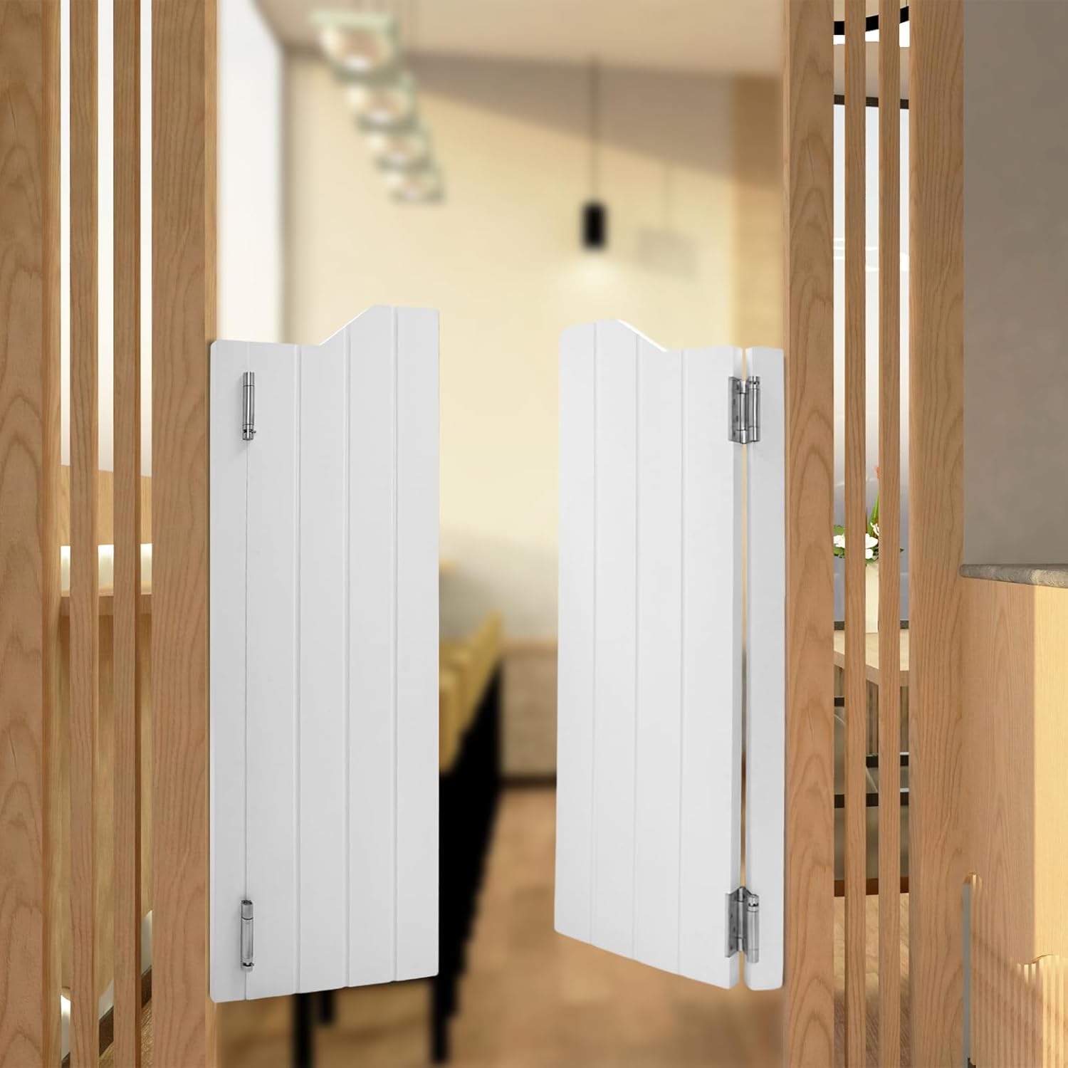 Interior Swinging Doors Cafe Doors, Arched Top Saloon Interior Door, Indoor Solid Wood Double Door 29.9"x41.9" Parlor Butler Door for Hallway Kitchen Bar Pub Entrance Partition