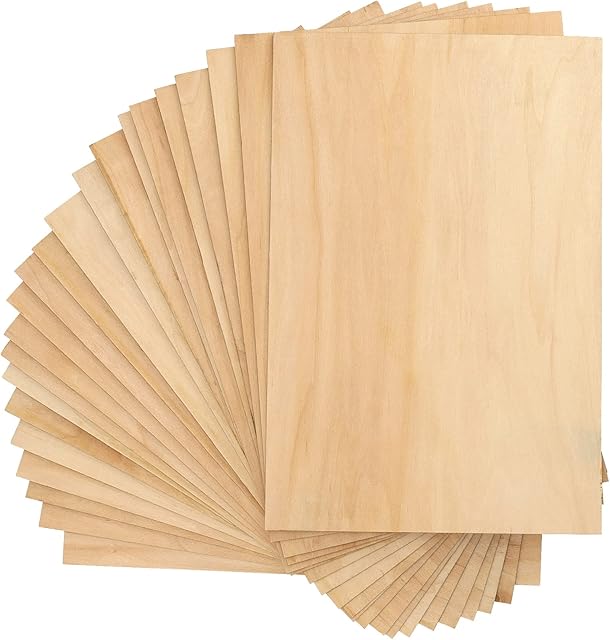 HAKZEON 30 Pack 220 x 150 x 3 mm Plywood Sheets, Balsa Wood Sheets, Unfinished Basswood Sheets Thin Plywood Board for Woodcraft Model, DIY Crafts, Home Decor