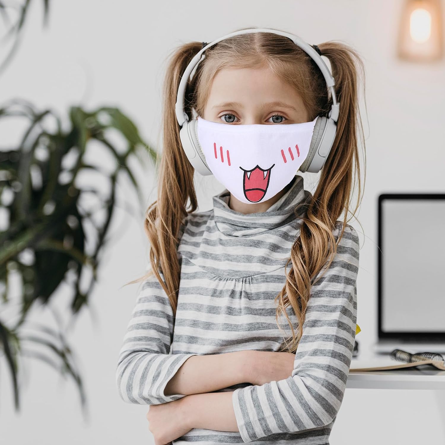 Cute Cat Face Mask, Kawaii Cotton Mouth Masks Reusable Washable Face Mask Anti-Dust Anime Masks for Women Men image 5