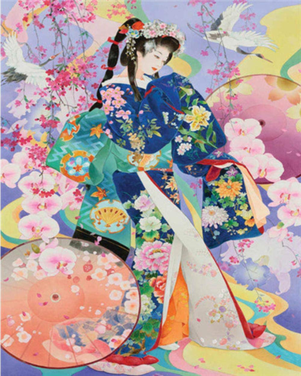 Peinture par numéro femme japonaise dessin sur toile peinture à l'huile