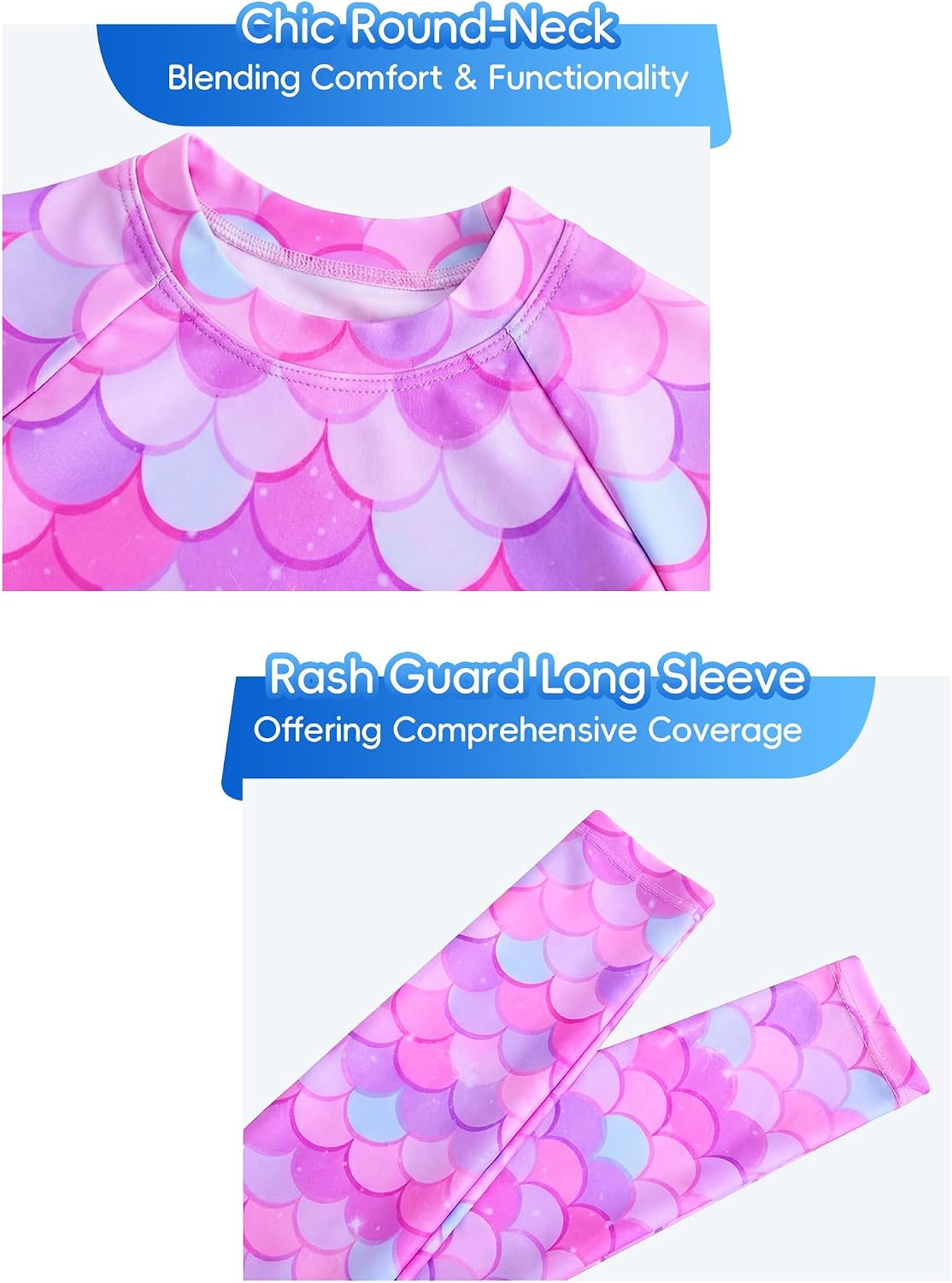 Snowheart Girls Rash Guard Swimsuit Set Long Sleeve Bathing Suit Two Piece 3-12 Years