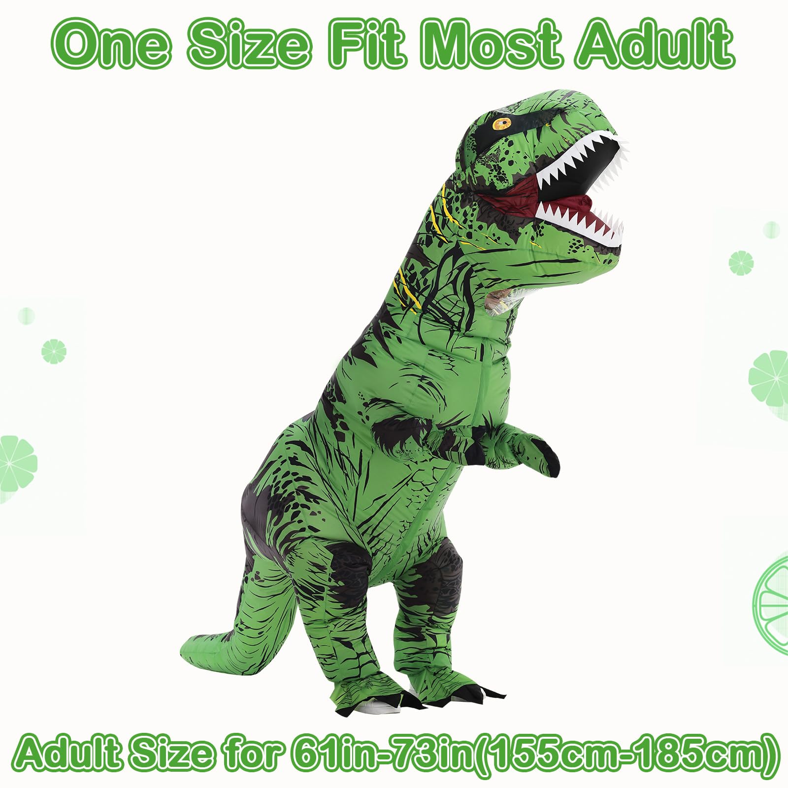 Nadmuchiwany kostium dinozaura dla dorosłych dzieci, kostium dinozaura T-Rex, zabawny kostium dinozaura na Halloween, imprezę, cosplay, fantazyjny kostium, dla mężczyzn i kobiet