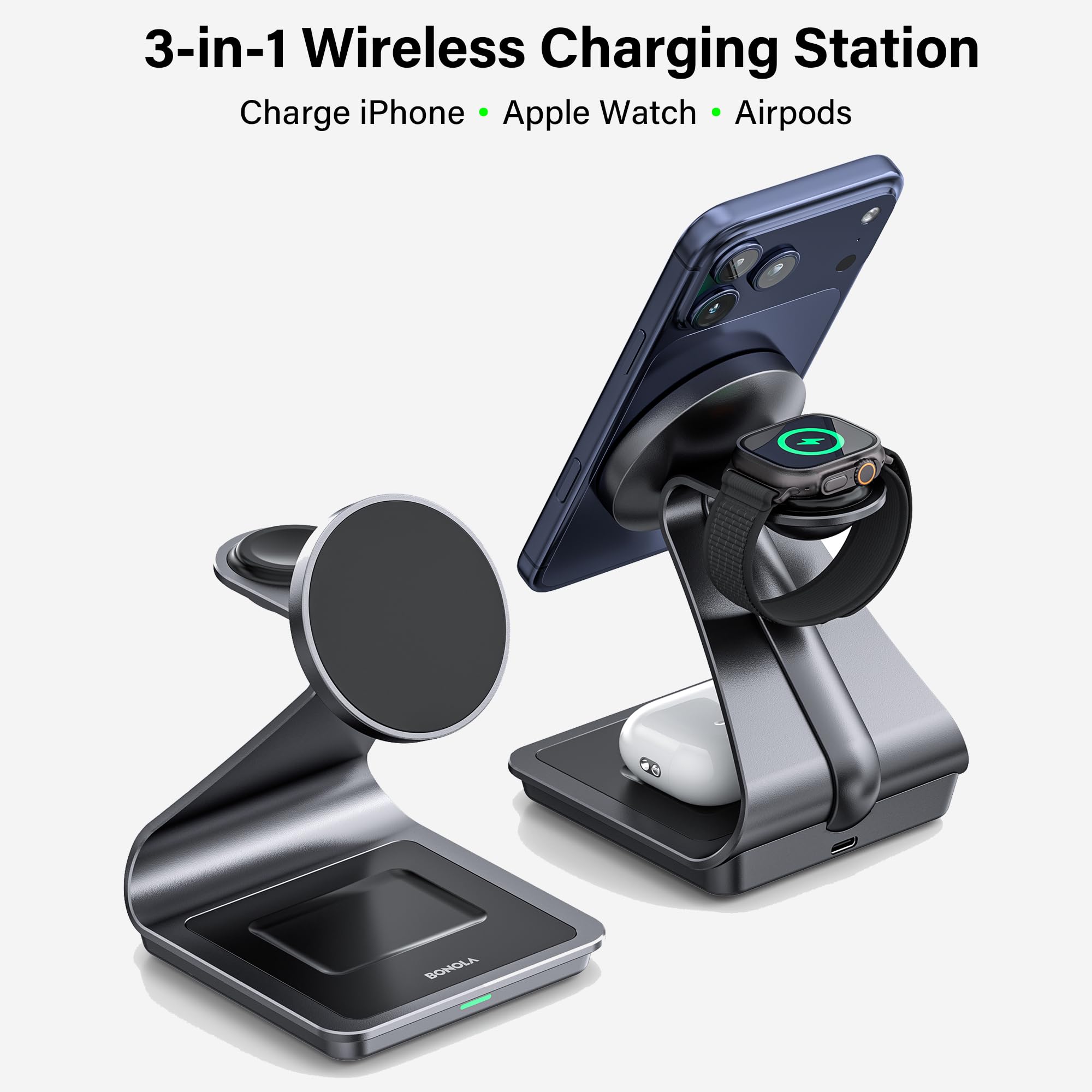 Amazon.co.jp: iPhone、Apple Watch、AirPods用の3イン1ワイヤレス充電