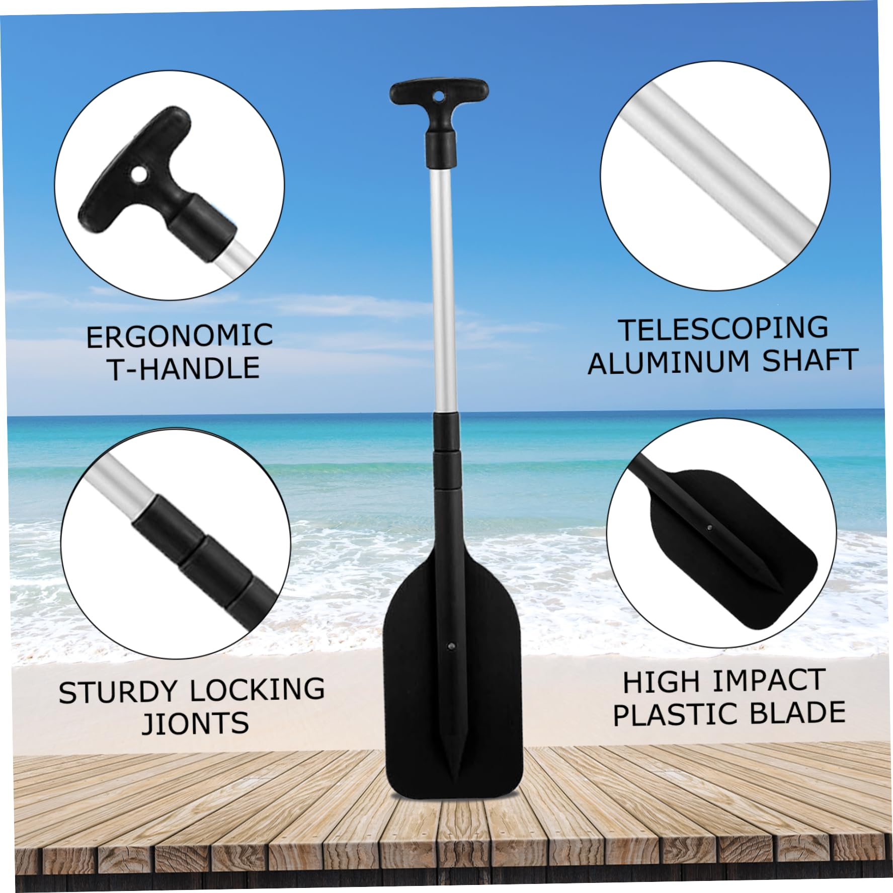 Remo telescópico para kayak 2 piezas con cuchillas de plástico mango en T