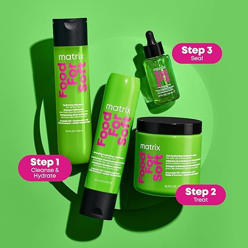 Miniatura 8 de MATRIX Food For Soft - Set de champú y acondicionador para cabello seco y quebradizo, hidrata, desenreda y limpia, con ácido hialurónico y aceite de