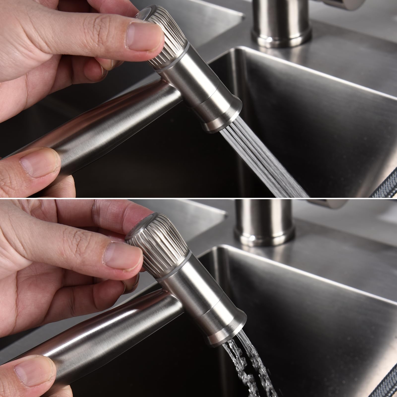 Tecmolog Brausekopf Küchenarmatur Ausziehbar Edelstahl Geschirrbrause Ersatzkopf G1/2 mit herausziehbarer Schlauch, Gebürstetes Nickel, WS030F6