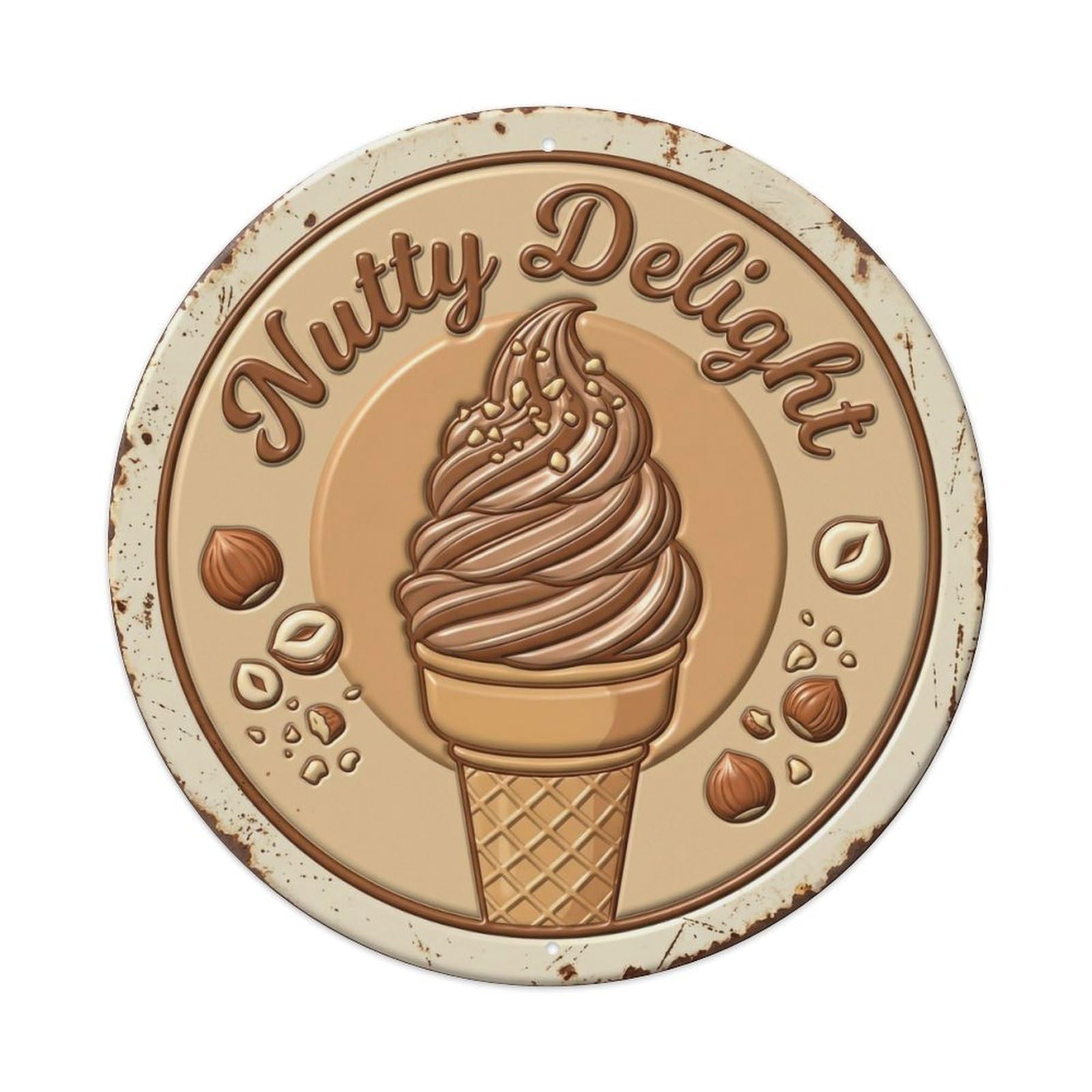 Nutty Delight Cone Vintage Metal Tin Sign