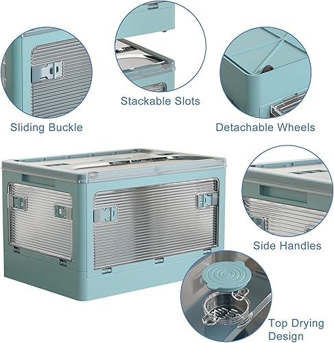 Miniatura 3 de Contenedores de almacenamiento apilables de 3 niveles, organizadores de armario de 7.2 galones y almacenamiento, contenedores de almacenamiento