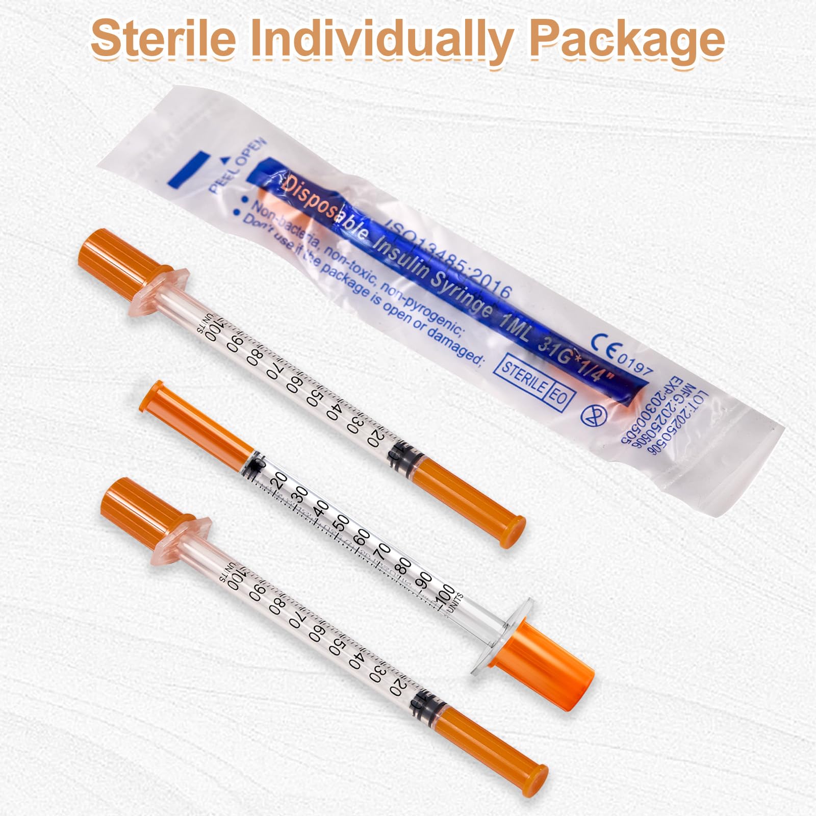 100 Stück 1ml Plastiktube 31G 6mm, Spritze mit Skala einzeln versiegelt für die Flüssigkeitstrennung,Laborzubehör