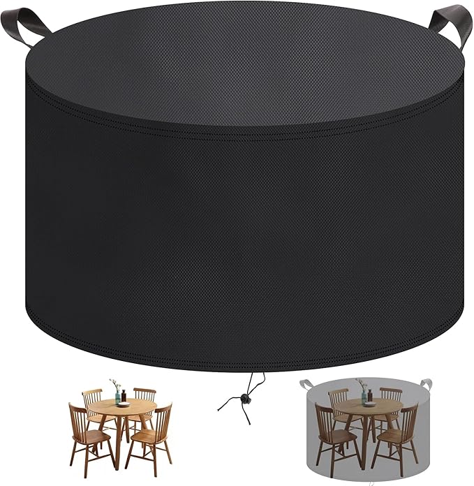 MEEYI Garden Furniture Covers Round φ239x58cm, Round Garden Table Cover