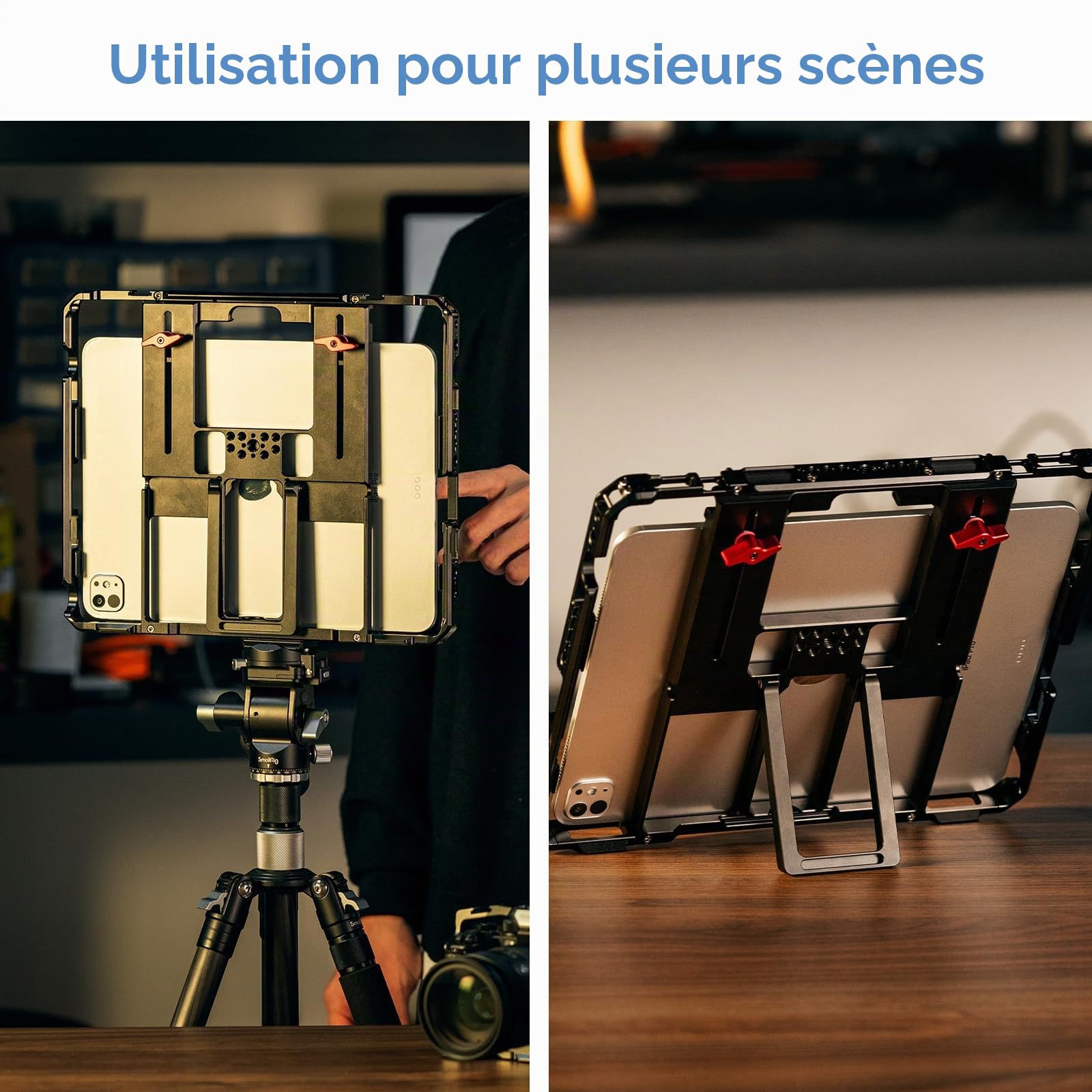 SMALLRIG Cage Métallique Universelle pour iPad, Adaptateur de Montage pour Trépied, Compatible pour iPad Pro, Air, Mini, sauf pour Pro 12.9" 1st/2nd Generation, avec Trous 1/4"-20, 3/8"-16 -MD5059